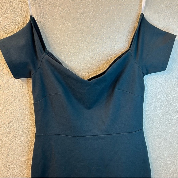 Lulu’s How Much I Care Dark Green Off-the-Shoulder Midi Dress - Picture 3 of 5